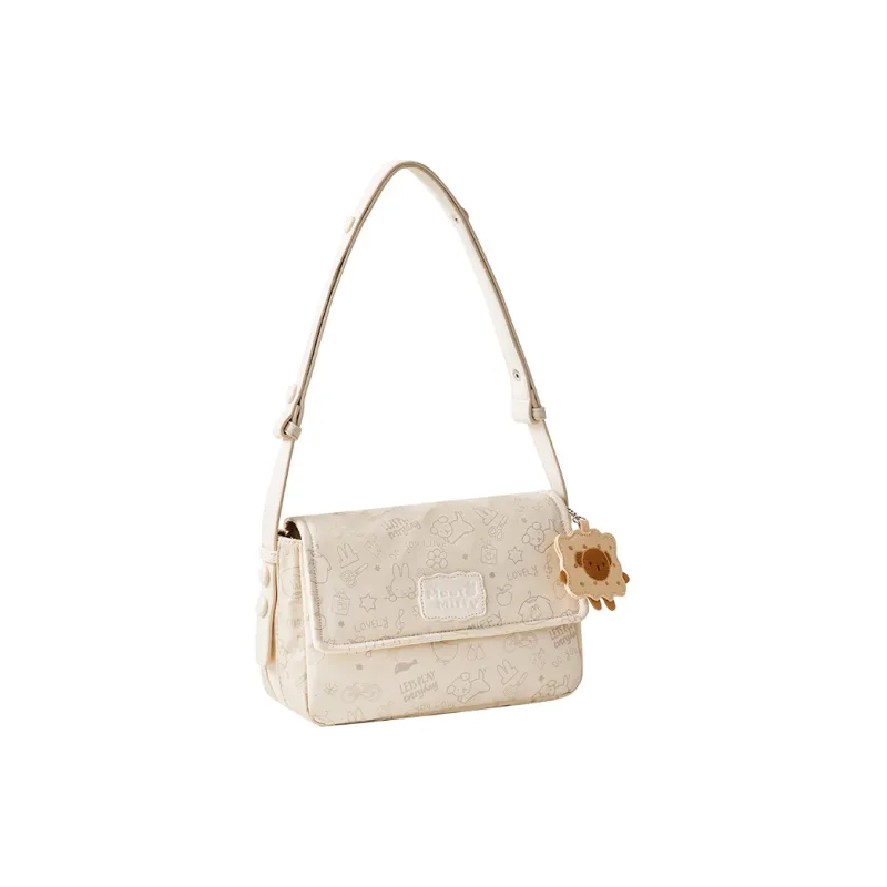 Miffy Waterproof Cloth Tote Bag Shopping Bag Shoulder Bag One Shoulder Crossbody Bag Medium Size Women's Khaki/Ecru-2