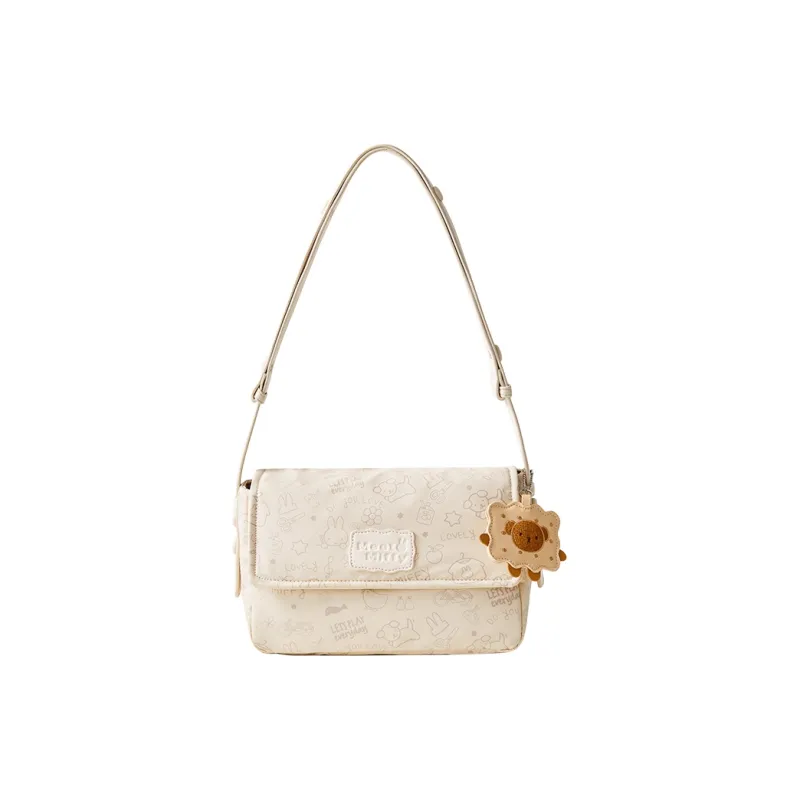 Miffy Waterproof Cloth Tote Bag Shopping Bag Shoulder Bag One Shoulder Crossbody Bag Medium Size Women's Khaki/Ecru-1