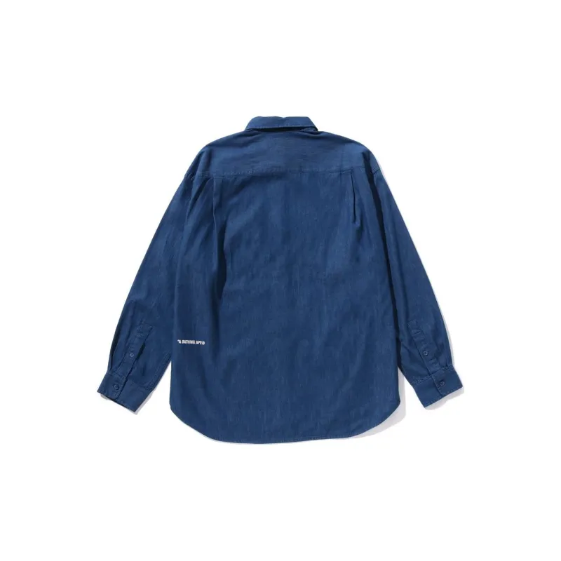 Bape One Point Light Weight Denim L/S Shirt-1