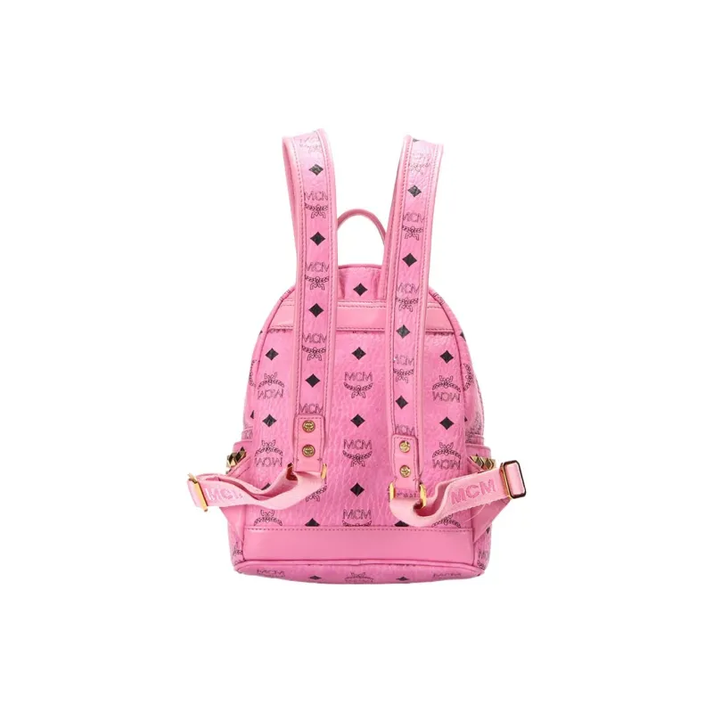 MCM Stark Visetos Artificial Leather Backpack Mini Women's Rose Pink-4