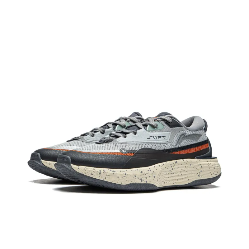 LINING Soft Warm Fleece Sneakers 'Grey Orange'-2