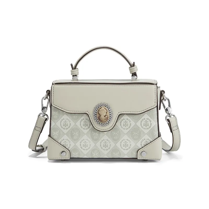 MISS GAIL Artificial Leather One Shoulder Handbag Crossbody Bag Medium Size Women's Gray/Light Green-0