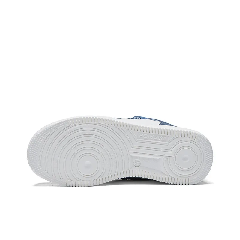 Warrior Wear resistant And Lightweight High Top Skateboard Shoes Unisex Beige Blue-3