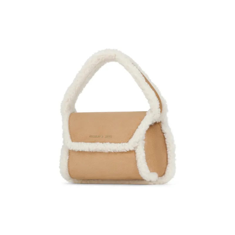 CHARLES&KEITH Polyurethane Small CK Bag Crossbody Bag Handbag Small Size Women's Camel Camel-1