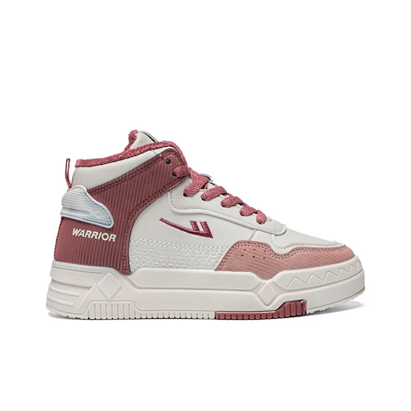 Warrior Fleece Lined Cotton Blend Warm Wear Resistant Lightweight High Top Skateboard Shoes Women's Beige Pink-1