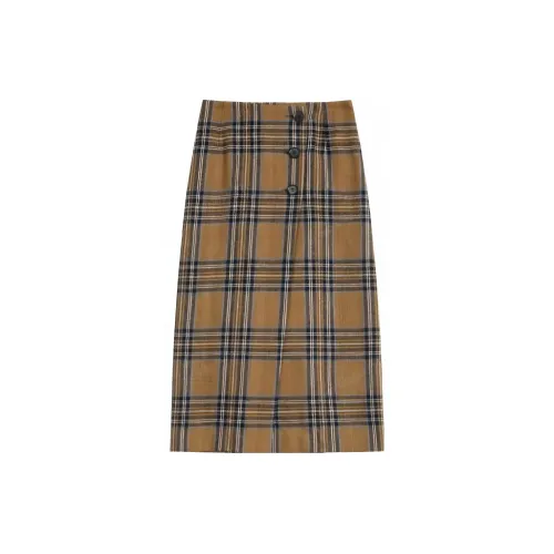 ELF SACK Casual Long Skirts Women's Checkered Color