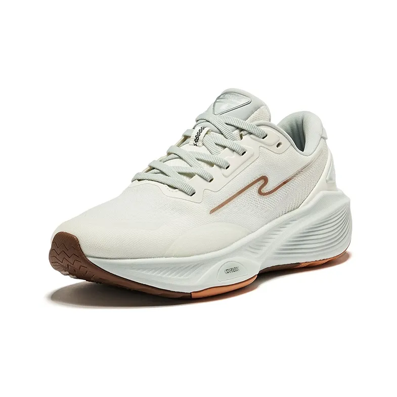 Erke Cushioning Wear Resistant Low Top Running Shoes Women's Microcrystal White Light Gray Green-2