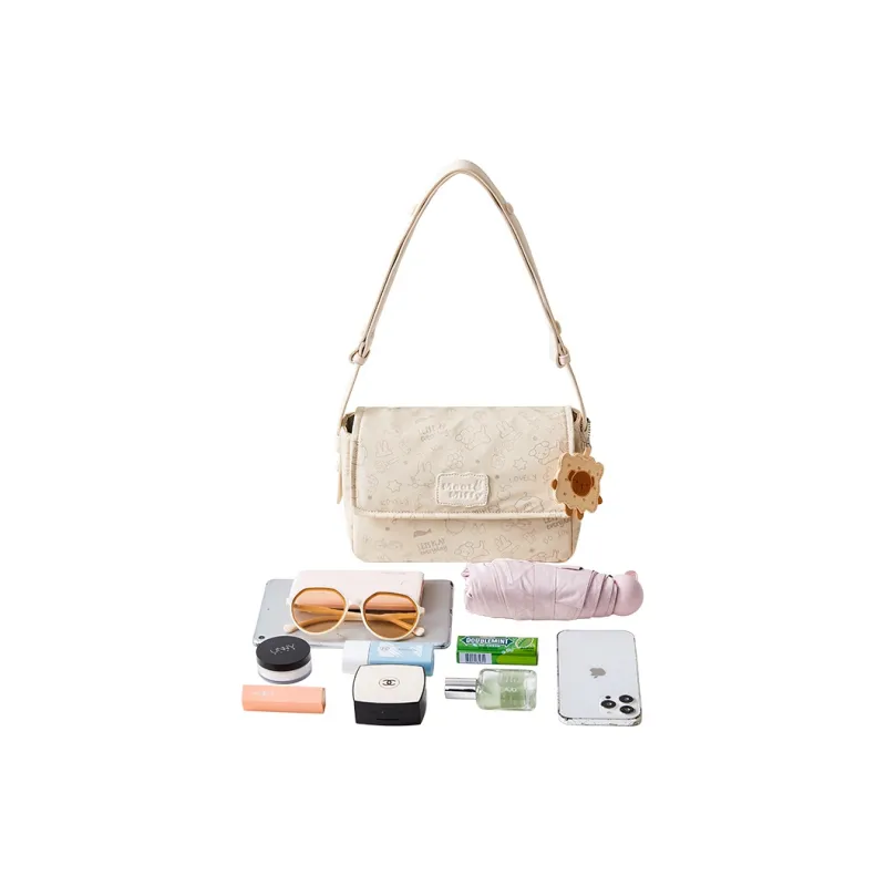 Miffy Waterproof Cloth Tote Bag Shopping Bag Shoulder Bag One Shoulder Crossbody Bag Medium Size Women's Khaki/Ecru-5