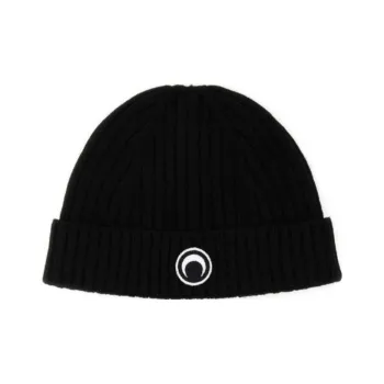 Marine Serre Crescent Moon Ribbed Wool Beanie