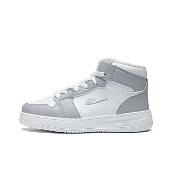 Warrior Thickened And Fleece Lined Padded Shoes Warm And Wear Resistant High Top Skateboard Shoes Men's White Gray