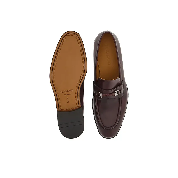 FERRAGAMO Gancio-plaque Leather Loafers-4