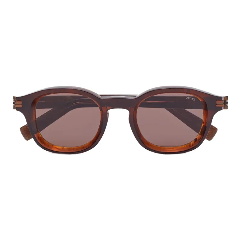 Ermenegildo Zegna Marbled-pattern Round-frame Sunglasses-1
