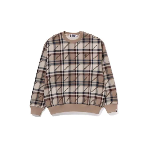 BAPE A BATHING APE Logo Check Pattern Crewneck 