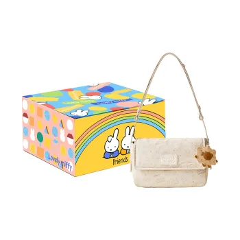 Miffy Waterproof Cloth Tote Bag Shopping Bag Shoulder Bag One Shoulder Crossbody Bag Medium Size Women's Khaki/Ecru