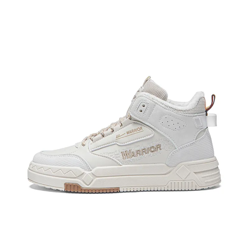 Warrior Thickened And Fleece Lined Cotton Blend Warm High Top Skateboard Shoes Men's Beige-0
