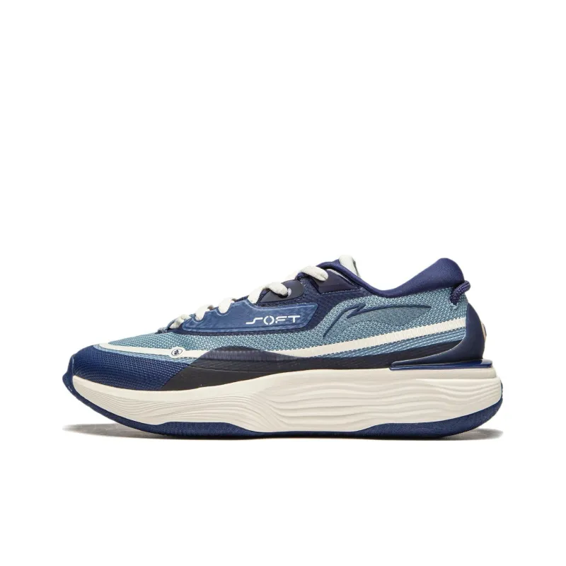 LiNing SOFT WARM Anti Slip Wear Resistant Low Top Casual Shoes Men's Soft Grey Blue Dark Ship Blue-0
