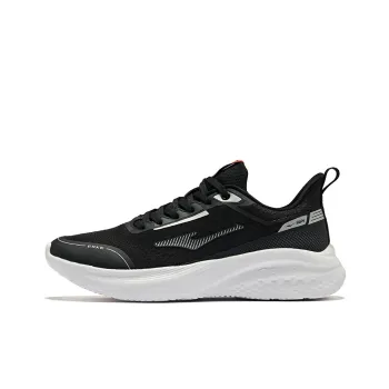 Erke Cushioning Wear Resistant Rebound Low Top Running Shoes Women's Jet Black Bright Silver