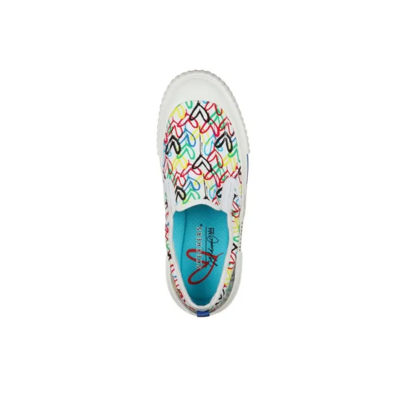 James Goldcrown x Skechers Anti Slip And Wear Resistant Lightweight Low Top Canvas Shoes Women's White Multicolor-3