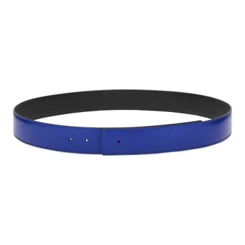 FERRAGAMO Iconic Embossed Pattern Smooth Buckle Leather Belts Men's Blue Width: 3.8CM