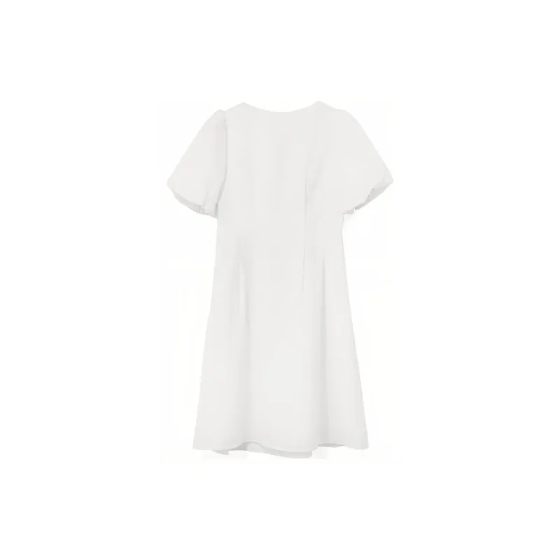 GOELIA Short Sleeved Dress Women's White-1