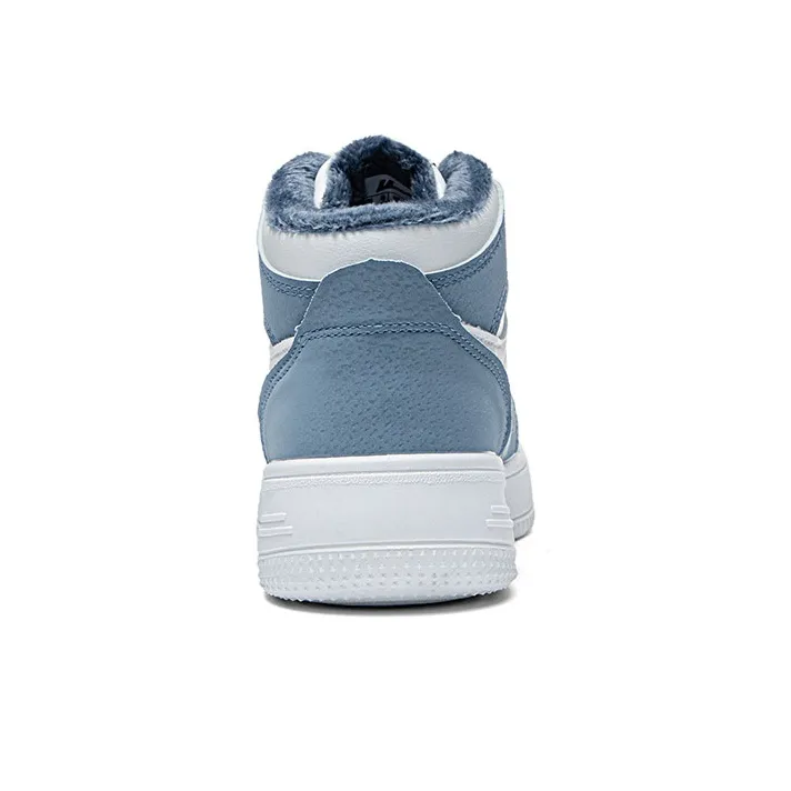 Warrior Insulated Fleece Lined Shoe Warm Wear Resistant Lightweight High Top Skateboard Shoes Unisex White Blue-3