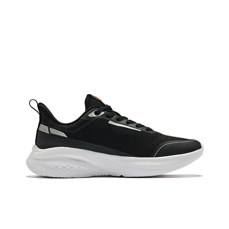 Erke Cushioning Wear Resistant Rebound Low Top Running Shoes Women's Jet Black Bright Silver-1