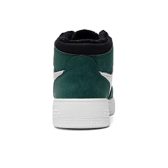 Warrior Fleece Lined Cotton Blend Warm High Top Skateboard Shoes Men's Black Green-3