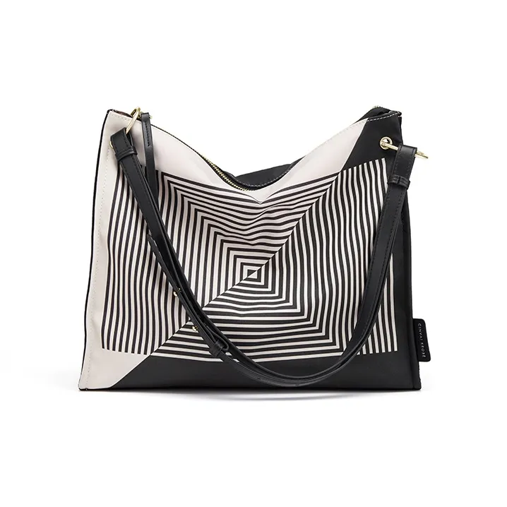 Simvay Clos Nylon Fabric Tote Bag, Shopping Bag, Shoulder Bag Large Size Women's Black-1
