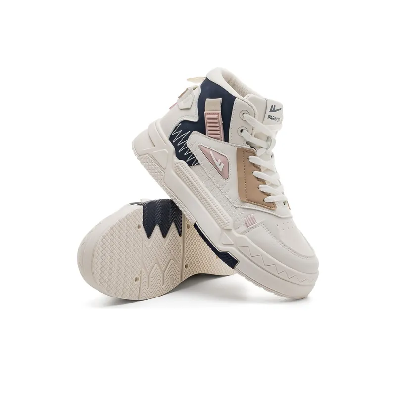 Warrior Wing Series Slip Resistant Water Resistant High Top Skateboard Shoes Men's Beige Blue Pink-2