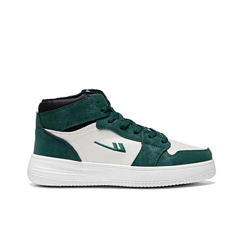 Warrior Fleece Lined Cotton Blend Warm High Top Skateboard Shoes Men's Black Green-1
