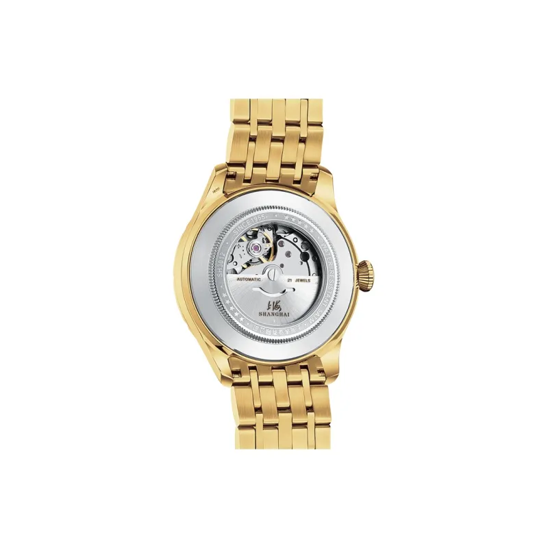 SHANGHAI National Automatic Mechanical Movement Steel Strap Watch Unisex White Dial-36