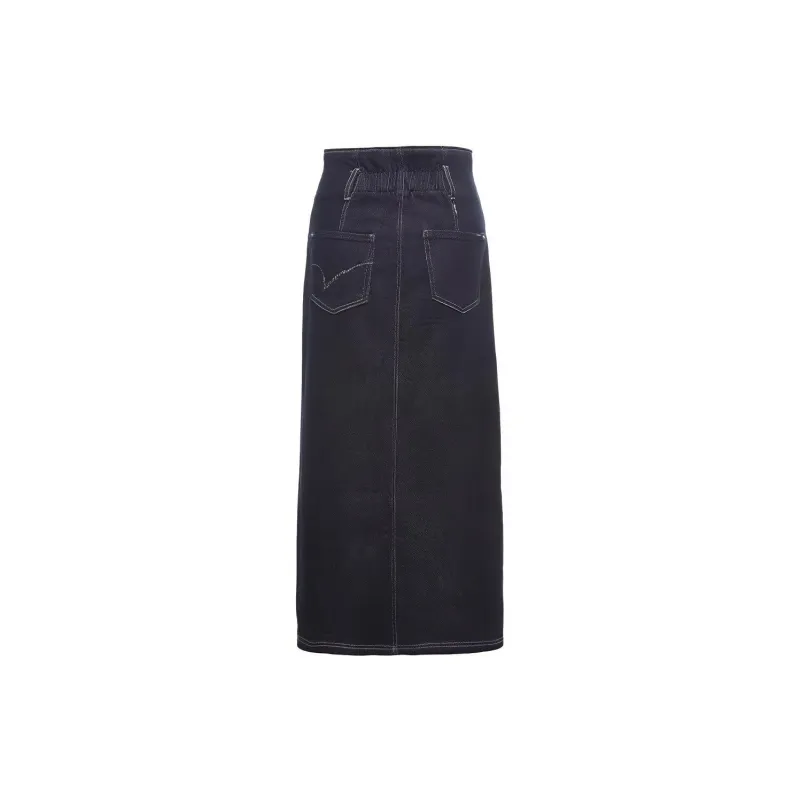 ONLY Denim Long Skirts Women's J371000 Washed Blue Denim 1000JEANS BLUE-1