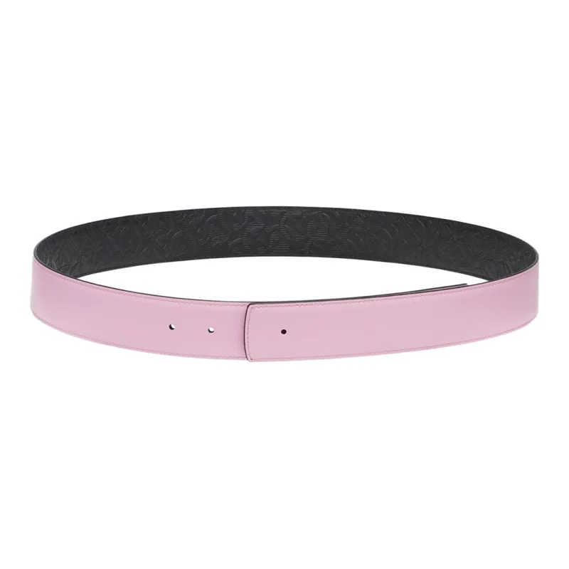 FERRAGAMO Double-Sided Two-Tone Logo Embossed Pattern Cow Leather Leather Belts Men's Light Purple Width: 3.8CM-0