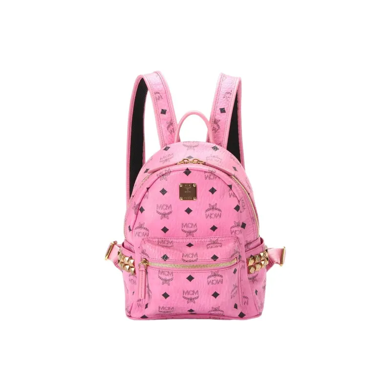 MCM Stark Visetos Artificial Leather Backpack Mini Women's Rose Pink-1