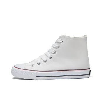 Warrior Fleece Lined Thin Cotton Thermal High Top Canvas Shoes Unisex White