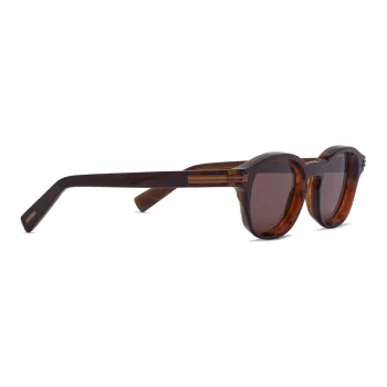 Ermenegildo Zegna Marbled-pattern Round-frame Sunglasses