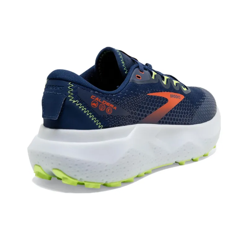 Brooks Caldera 6 Cushioning Lightweight Low Top Running Shoes Men's Blue White Orange-3