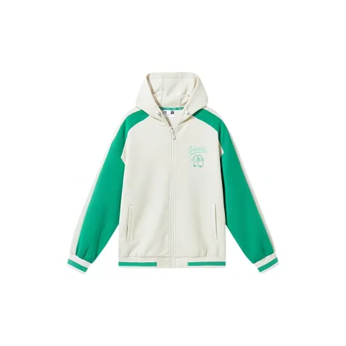 QIAODAN Jackets Women's Cream White/Green Onion