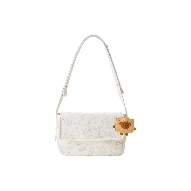 Miffy Waterproof Cloth Tote Bag Shopping Bag Shoulder Bag One Shoulder Crossbody Bag Medium Size Women's Khaki/Ecru-10