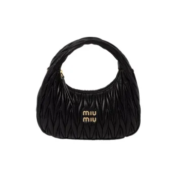 MIU MIU Wander Series Soft Sheep Leather Hobo Bag Shoulder Bag Crossbody Bag Handbag Regular Women's Black