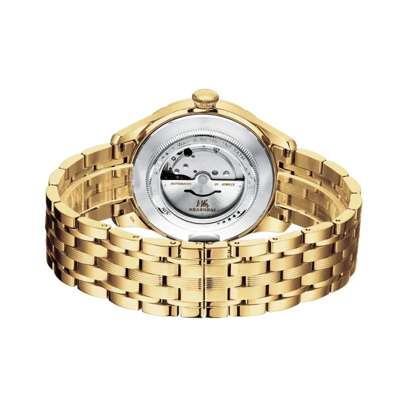 SHANGHAI National Automatic Mechanical Movement Steel Strap Watch Unisex White Dial-35