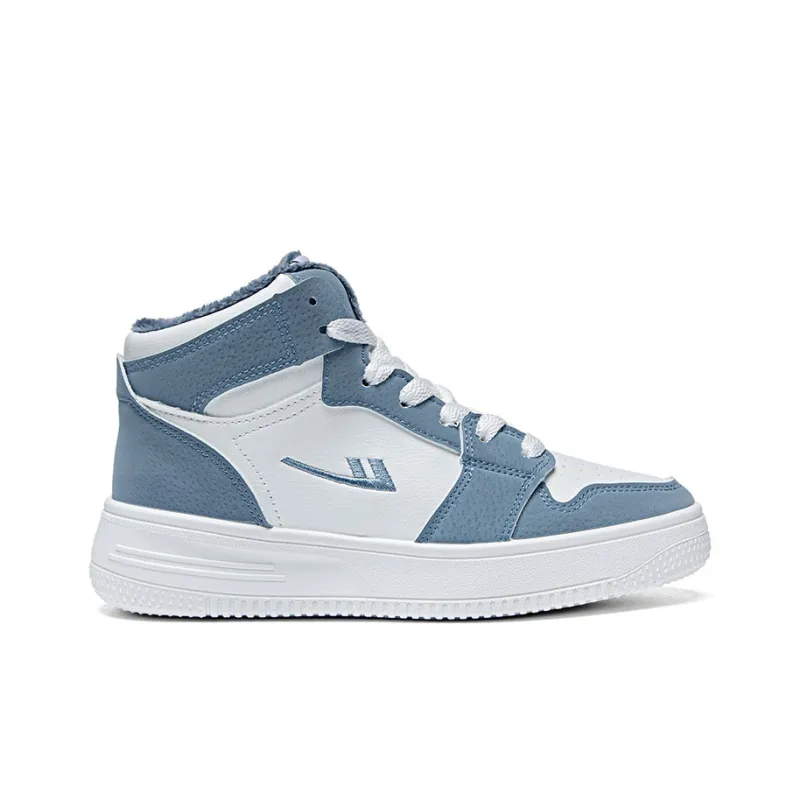 Warrior Insulated Fleece Lined Shoe Warm Wear Resistant Lightweight High Top Skateboard Shoes Unisex White Blue-1