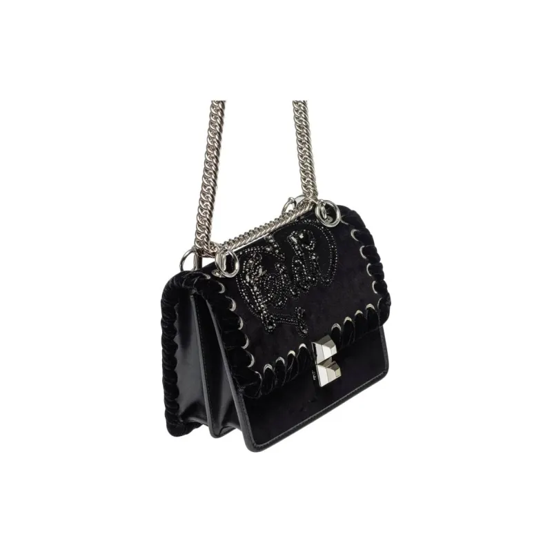 FENDI Kan I Cow Leather Crossbody Bag, Shoulder Bag Small Size Women's Black-2