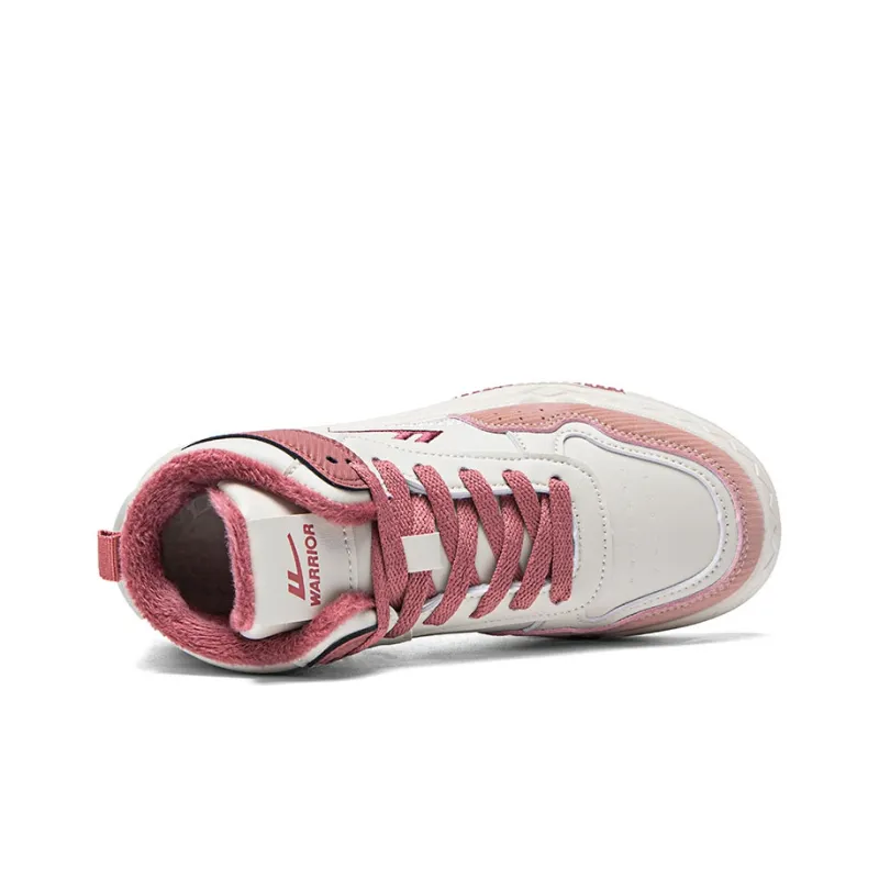 Warrior Fleece Lined Cotton Blend Warm Wear Resistant Lightweight High Top Skateboard Shoes Women's Beige Pink-2