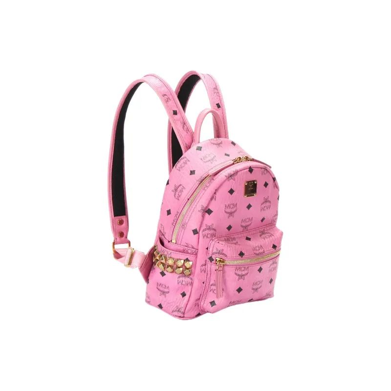 MCM Stark Visetos Artificial Leather Backpack Mini Women's Rose Pink-2