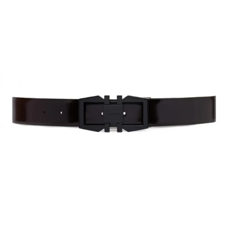 FERRAGAMO Geometric Styling Gancio Buckle With Smooth Surface Leather Belts Men's Red Width: 3.2CM-0