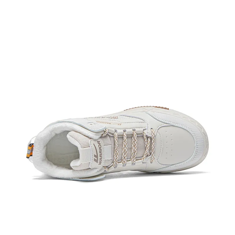 Warrior Thickened And Fleece Lined Cotton Blend Warm High Top Skateboard Shoes Men's Beige-2