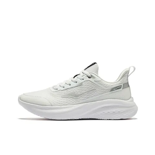 Erke Running Shoes Women's Low-Top Elk White Bright Silver