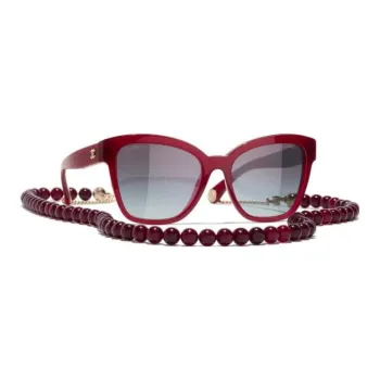 CHANEL Acetate Irregular Shape Sunglasses Women's Purple