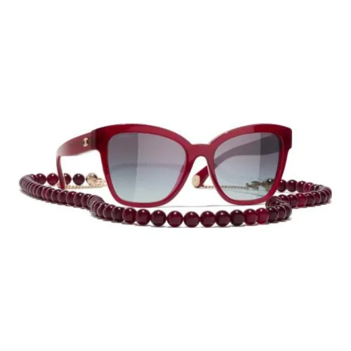 CHANEL Acetate Irregular Shape Sunglasses Women's Purple